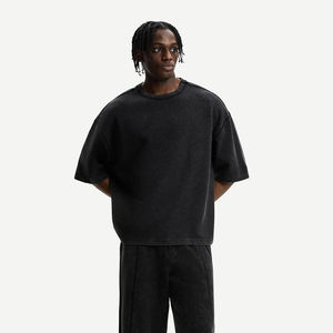 Distressed Men's Boxy T-shirts Acid Wash Oversized <b>Tshirt</b> Custom Cropped t Shirt Men - Product Image 1