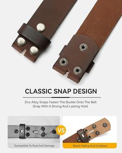 Genuine Leather Belt <b>Cow</b> Hide Solid Brown Casual Silver Buckle Printed Durable 3.5cm Width Seven Holes Oval Design - Product Image 5