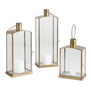 Venta al por Mayor de Faroles Rústicos de Metal y Vidrio con Acabado Dorado, Faroles de Estilo Moderno para Bodas, Hogar y Jardín - Product Image 6