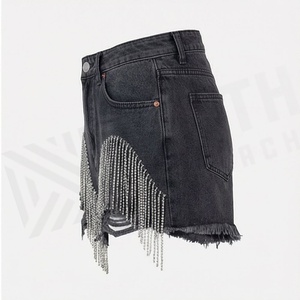 Jean court en denim déchiré délavé taille basse pour femme, grande taille, sexy et décontracté, couleur personnalisable - Product Image 3
