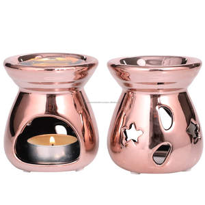 เตาอโรมาเซรามิกทองแดง พร้อมที่อุ่นเทียนหอม ดีไซน์ลายดาวและพระจันทร์ - Product Image 6