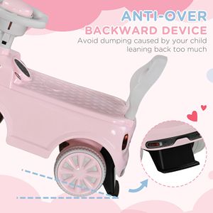 Auto Cavalcabile Rosa per Bambini con Sistema Anti-Ribaltamento e Anti-Ribaltamento all'Indietro, 18-36 Mesi, con Clacson - Product Image 4