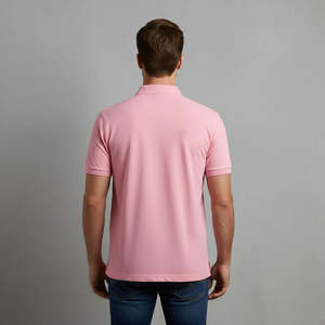 Nouveauté OEM – Polos Homme Rose Pâle à Manches Courtes, Tissu Confortable, Motif Uni, Col Côtelé, Grandes Tailles - Product Image 2