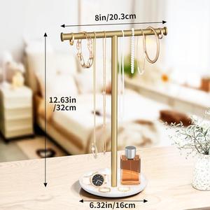 Organizador de Joyas Premium en Forma de T con Acabado Liso, Soporte para Collares y Pulseras, Base Redonda, Elegante y Ahorra Espacio - Product Image 5