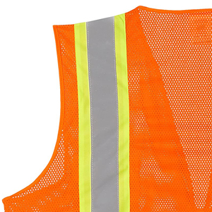 Gilet de sécurité en maille polyester haute visibilité classe économique 2, vert, grande taille, avec fermeture éclair et bordure bicolore, séchage rapide - Product Image 3