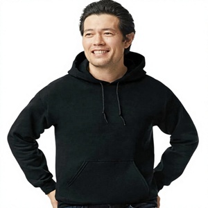 Sudadera con Capucha Negra para Hombre, 100% Algodón, Forro Polar Transpirable, Corte Regular, Diseño Casual de Color Sólido con Bolsillos, Ropa de Invierno - Product Image 4