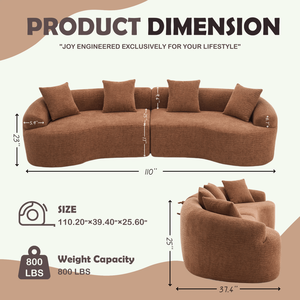 LY 025 Curved Toffee Caramel 30D Chenille Modular <b>Sofa</b> Full Compression <b>Sponge</b> Sectional <b>for</b> Apartment Living Room - Product Image 2
