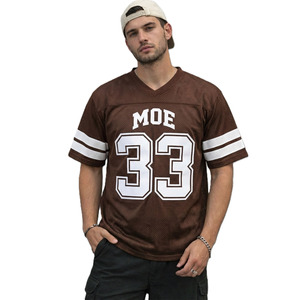 Camiseta de Fútbol Americano Transpirable de Malla Marrón con Cuello en V, Ropa Deportiva Personalizada, Fabricación OEM con Marca Privada - Product Image 1