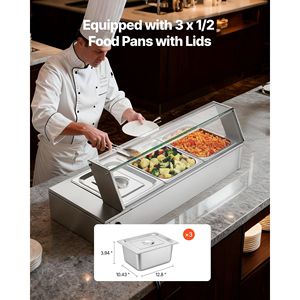 Scaldavivande Elettrico Commerciale in Acciaio Inox da 1500W con Coperchio in Vetro per Buffet e Attrezzature di Riscaldamento da Banco - Product Image 3