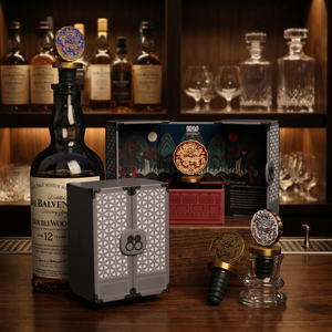 Tapón de Vino Decorativo de Metal MIMIDAR con Cierre de Rosca en Tono Dorado y Caja de Regalo Personalizada para Botellas de Licor y Exhibición en Bar - Product Image 1