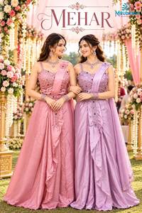 Sari en satin haut de gamme pour femme, prêt-à-porter, avec chemisier richement orné |   Tenue ethnique 2 pièces sans plis, séchage rapide, longueur au sol - Product Image 6