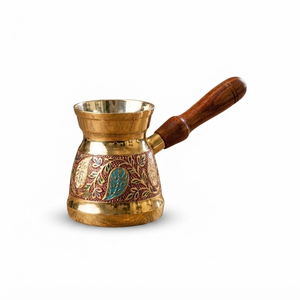 Traditional Engraved Copper Turkish Coffee Pot Vintage Stovetop Cezve Ibrik Coffee <b>Maker</b> With Wooden Handle For Wholesale Price - Product Image 2