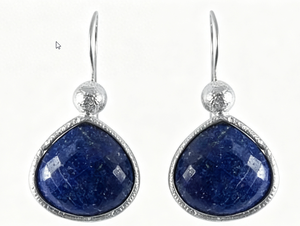 Pendientes de Plata con Piedra Azul Natural en Forma de Gota de Agua, con Engaste Clásico en Bisel, para Mujer, de R Art Palace - Product Image 2