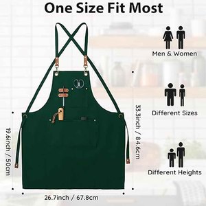 Custom Canvas <b>Kitchen</b> <b>Apron</b> Waterproof Cotton Chef <b>Apron</b> Adjustable Cooking <b>Apron</b> with Large Pockets Wholesale - Product Image 3