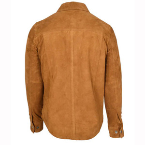 Factory Wholesale Cheap Price Premium Quality <b>Men's</b> Full Sleeve Button Real Goat <b>Suede</b> Leather Shirt - Product Image 5