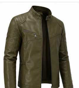 Veste en cuir noire pour homme, col rabattu, fermeture éclair, coupe ajustée, manches classiques - Product Image 3