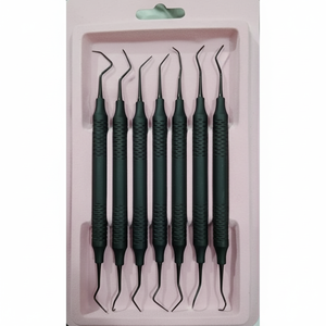Juego de instrumentos manuales para relleno dental de composite con mango estriado negro, herramientas quirúrgicas de clase I, instrumentos manuales para relleno de composite - Product Image 1