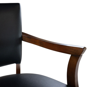 The bar <b>stool</b> is made of high quality solid teak wood with fabric upholstery on the back and seat, suitable for indoor use. - Product Image 3