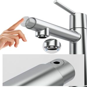 Grifo de baño monomando cromado para montaje en encimera, con 1-3 orificios, modo de flujo tipo fuente y dos funciones, para lavabo y lavandería - Product Image 5