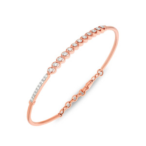 Diagonal Channel-Set Accent Diamond Station <b>Bangle</b> <b>Bracelet</b> - Product Image 1
