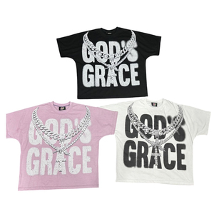 เสื้อยืดคอกลมแขนสั้นทรงปกติ Gods Grace สำหรับผู้ชาย ผ้าฝ้าย 100% น้ำหนัก 240 กรัม ป้องกันรอยยับ สไตล์สตรีท พิมพ์ลายกราฟิก - Product Image 1