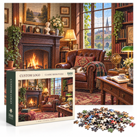 Puzzle personnalisé avec logo, 1000 pièces, motif Village Nuit Étoilée, avec poster, en carton premium, jouet éducatif pour adultes et adolescents