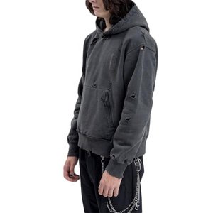 Hoodie Homme Oversize à Épaules Tombantes en Coton Lourd 100% Personnalisé avec Broderie et Patch Effet Vieilli pour l'Hiver - Product Image 3