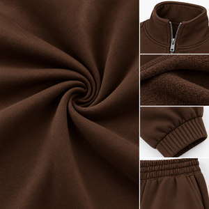 Ensemble de survêtement personnalisé marron chocolat pour femme, sweat-shirt oversize et pantalon large, deux pièces, vêtements de sport décontractés, OEM ODM Manu - Product Image 4