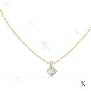 Lab Grown Diamond Princess Cut Kite <b>Pendant</b> Necklace 14K/18K <b>Solid</b> <b>Gold</b> Luxury Women's Party & Wedding Jewelry - Product Image 1