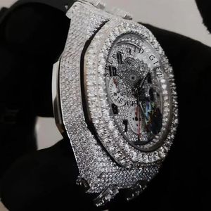 Reloj de Diamantes para Hombre, un Regalo Espléndido, con Correa de Plata y Moissanita de 15 mm, Movimiento de Cuarzo ETA, Esfera de Cristal de Zafiro de 28 mm, Analógico - Product Image 2