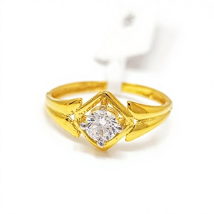 Anillo de Oro Sólido de 22K para Mujer, Oro Amarillo 916 Real con Circonita Cúbica, Anillo de Compromiso Solitario, Joyería Fina Hecha a Mano, Regalo - Product Image 1