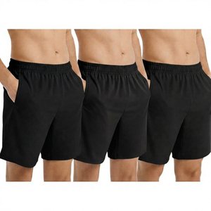 Shorts décontractés pour hommes en coton tissé à taille mi-haute élastique avec logo frontal, respirants et à cordon de serrage - Product Image 5