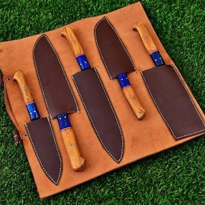 Handmade Carbon Steel Chef <b>Knife</b> <b>Set</b> 5 Pieces Razor <b>Sharp</b> High Carbon Forged Sustainable Multifunction Customizable Wholesale - Product Image 2