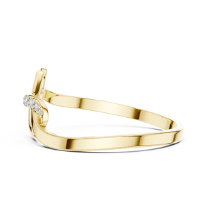 Anillo de oro macizo de 14k para mujer con diamante de corte redondo minimalista de diseño único en forma de espiga, ideal para regalo, compromiso, aniversario, boda. - Product Image 2