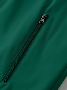 <b>Men's</b> Windproof Breathable Eco-Friendly Racer <b>Jacket</b> Detachable Hood Quarter Zip Casual Winter Green <b>White</b> Color Slight Stretch - Product Image 5