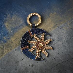 Moon & Sun Embroidered Sparkle <b>Bag</b> <b>Charm</b> Key Chain - Product Image 2