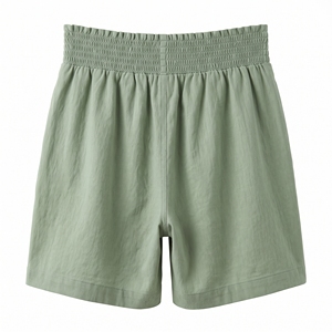 Shorts décontractés pour femmes, taille haute, design smocké, taille élastique, séchage rapide, tissu tricoté en spandex, pour la gym, OEM ODM, logo personnalisé - Product Image 4