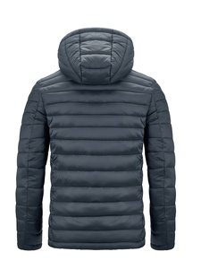 Low MOQ <b>Men</b> Custom Hooded Puffer Jacket Adjustable Hem Quilted Winter Outerwear - Product Image 2