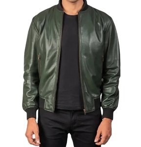 Men's Dark Brown Genuine <b>Leather</b> <b>Jacket</b> Stand Collar Zipper Closure Regular Fit <b>Jacket</b> Available For Sale Now - Product Image 4