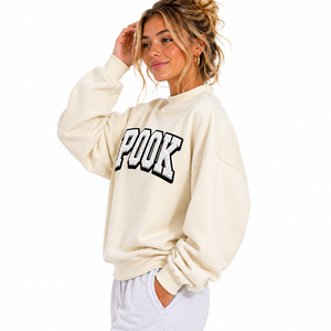 Sudadera Oversize Personalizada para Mujer con Cuello Alto, Bordado Chenille, Forro Polar, Ajuste Holgado, OEM ODM, Sudadera con Letras Griegas - Product Image 2
