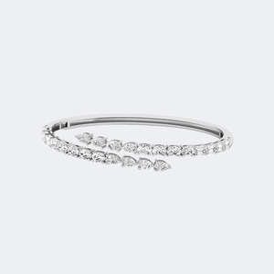 5.20CTW Lab Grown Pear Cut Diamond Oval Prong Set 9K Gold Plated IGI Certified Luxury Bangle Cuff <b>Bracelet</b> - Product Image 3