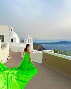 Long Flying <b>Dress</b> Convertible Floor-Length Train Satin <b>Silk</b> Lace Natural Waist Vintage Formal Eco-Friendly Photoshoot <b>Dress</b> for - Product Image 3
