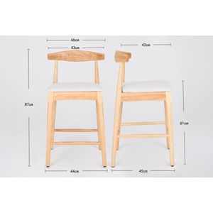 Mid Century Modern 24\" Counter <b>Stools</b> Solid Wood Upholstered <b>Seat</b> Wood Legs for Kitchen Island Dining Room Bar <b>Stool</b> Design - Product Image 3