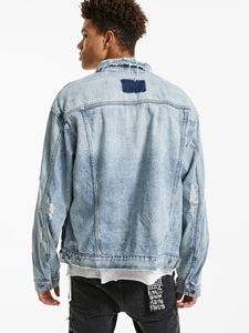 Veste en jean vintage pour homme de qualité supérieure, coupe classique, 100% coton, impression de logo personnalisée, veste en denim noire courte pour homme - Product Image 2