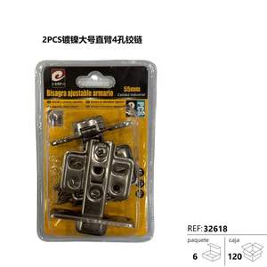 Bisagra de cocina ajustable de brazo recto de 4 orificios, niquelada, grande, 6/U, y accesorios - Product Image 1