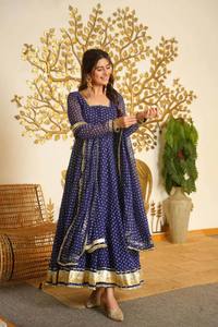 TENNECY Launching New Design Foux Georgette Floor-Length Casual Wedding Gown Pent Dupatta Ready Wear <b>Women's</b> <b>Kurta</b> Set Recycled - Product Image 2