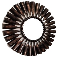 Miroir mural circulaire moderne METAL WAVE, finition patine blanche, motif feuille métallique, cadre en laiton antique contemporain, épaisseur du miroir 5,0 mm, en fer
