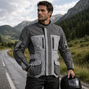 เสื้อแจ็คเก็ตขี่มอเตอร์ไซค์สำหรับผู้ชายรุ่นล่าสุด แฟชั่นระดับมืออาชีพ ผลิตจากผ้าคอร์ดูร่า กันลม กันน้ำ ระบายอากาศได้ดี พร้อมรับสกรีนโลโก้ - Product Image 1