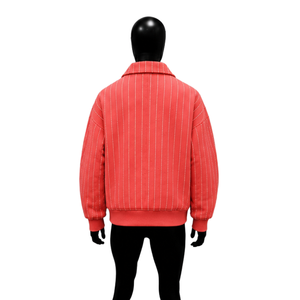 Chaqueta Varsity de Lana Personalizada con Rayas Rojas, Chaqueta Bomber para Hombre con Puños Acanalados, Cierre de Botones, Ropa de Calle de Invierno, Venta al Por Mayor, Corte Regular - Product Image 2