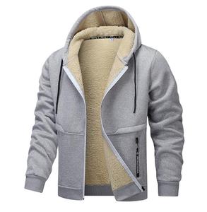 Sweat-shirt à capuche en fourrure sherpa épaisse pour homme, fermeture éclair, doux, chaud, hiver, uni, décontracté - Product Image 5